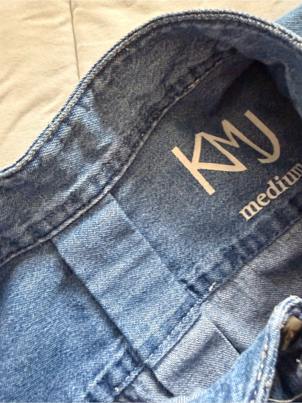 KMJ "CORI" Denim vertical Ruffle Button-Down Shirt - Light Blue - Picture 12 of 15